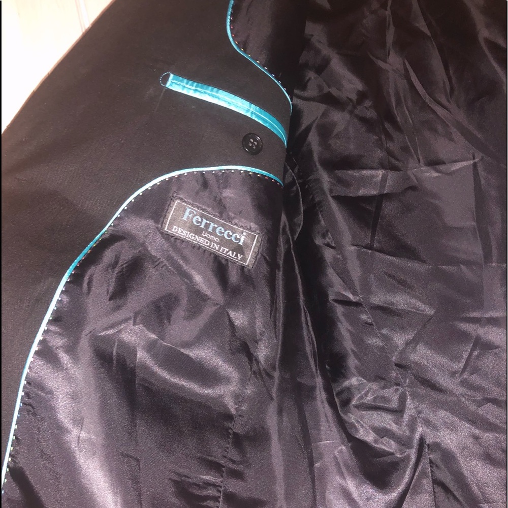 MENS ITALIAN FERRECCI 38R BLACK BLAZER